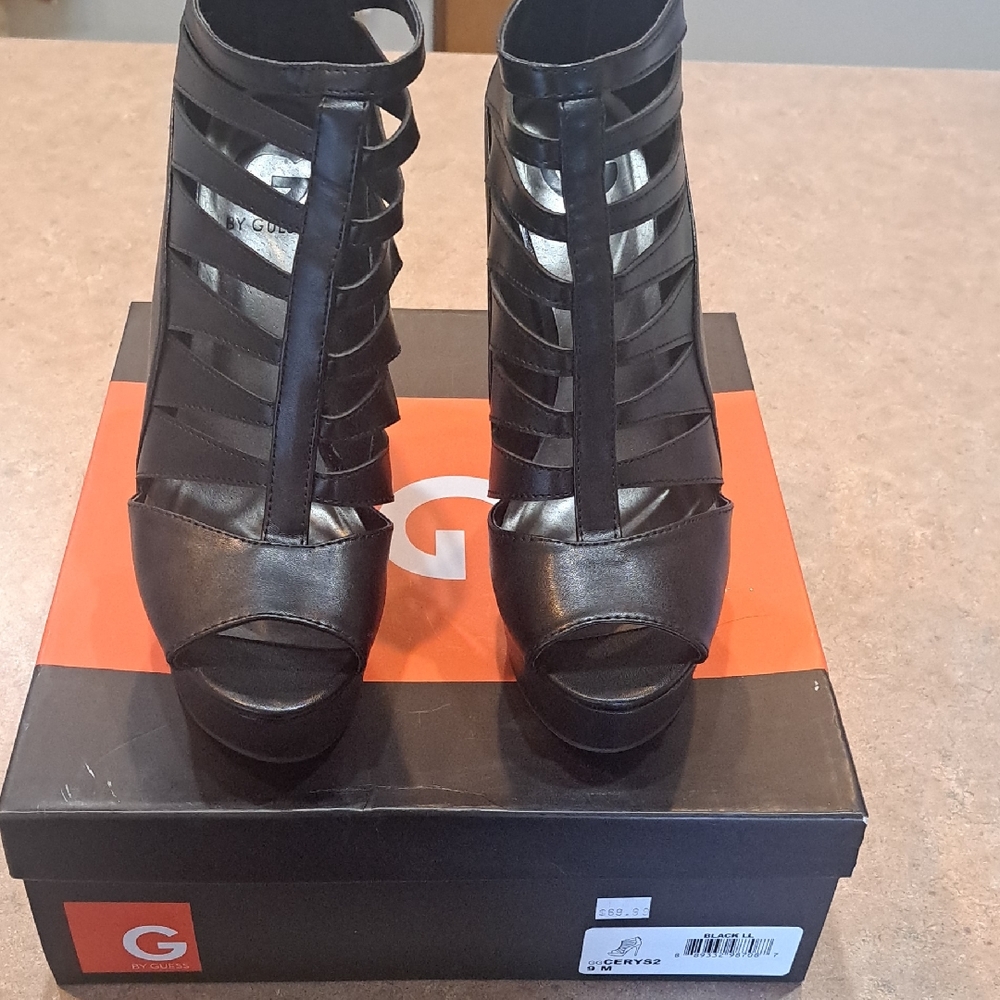 G by Guess Black Strappy Heels